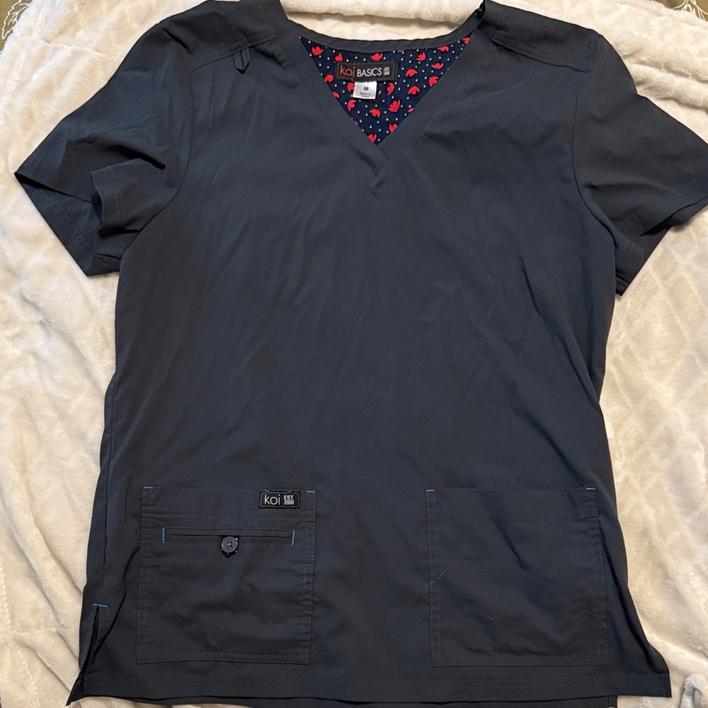 Women's Dark Blue/Gray Short Sleeve scrub Top